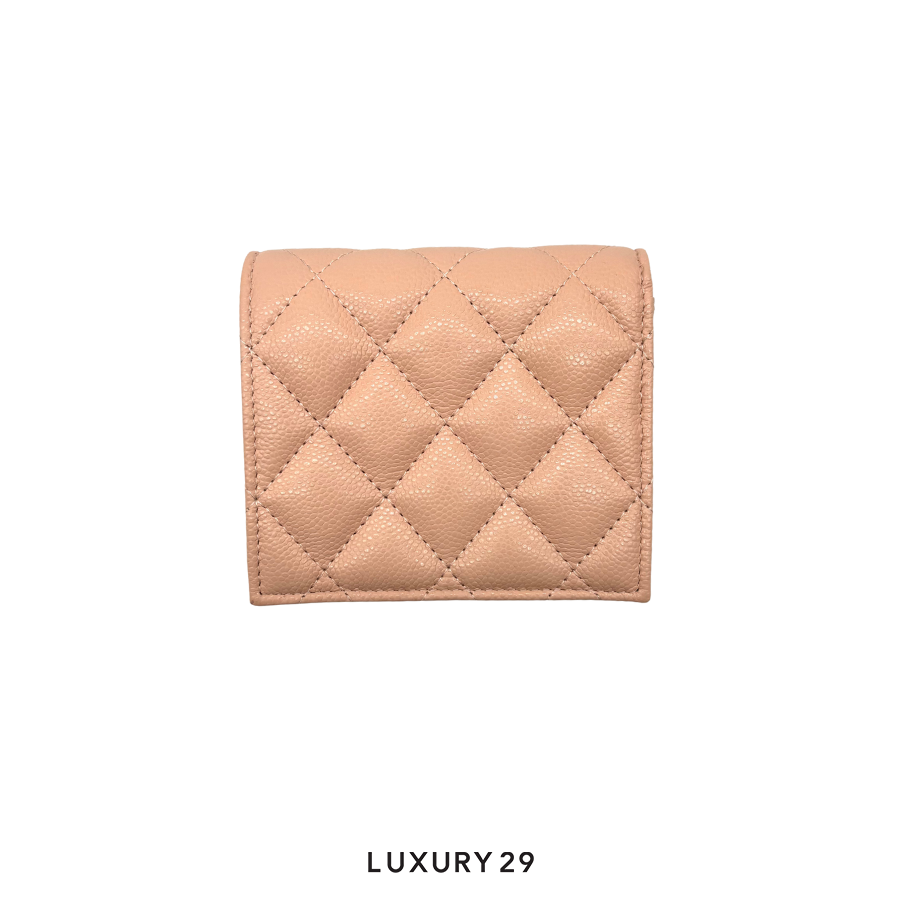 Chanel Classic Caviar Snapback Wallet Gold Plated CHANEL