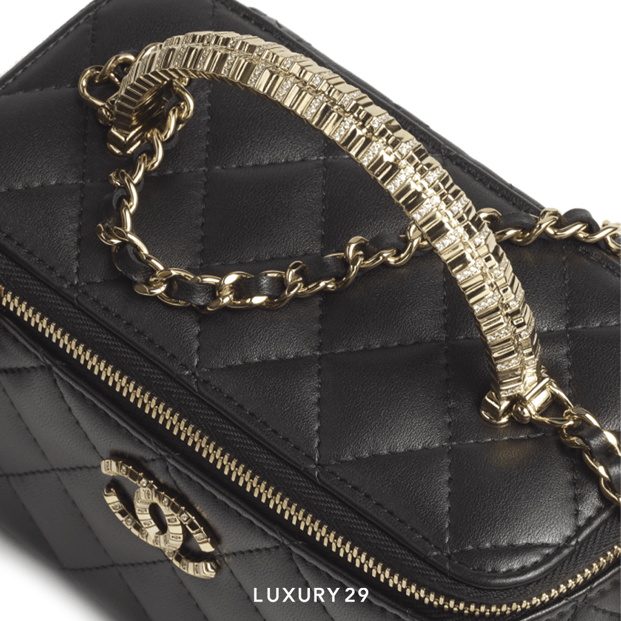 Chanel Clutch With Chain Lambskin, Diamante & Gold Metal Black CHANEL Luxury29
