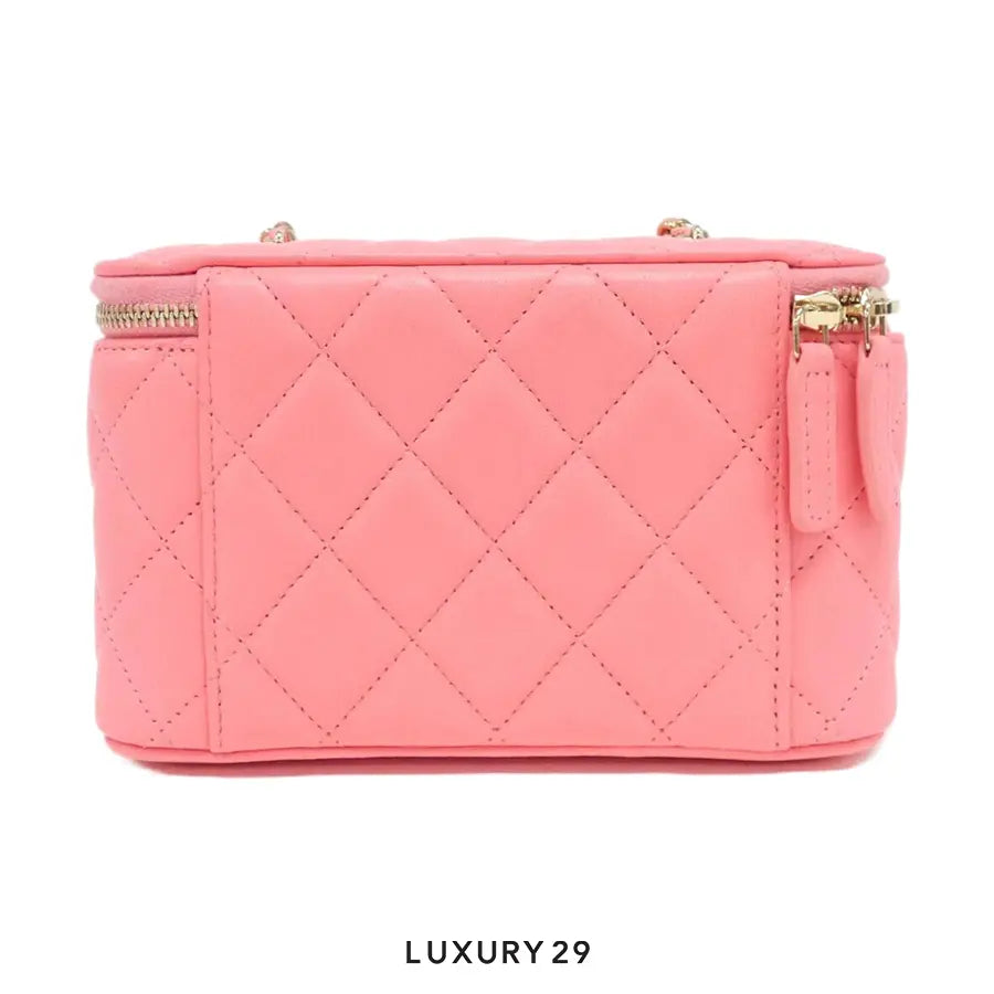 Chanel Clutch With Chain Lambskin, Diamante & Gold Metal Pink CHANEL