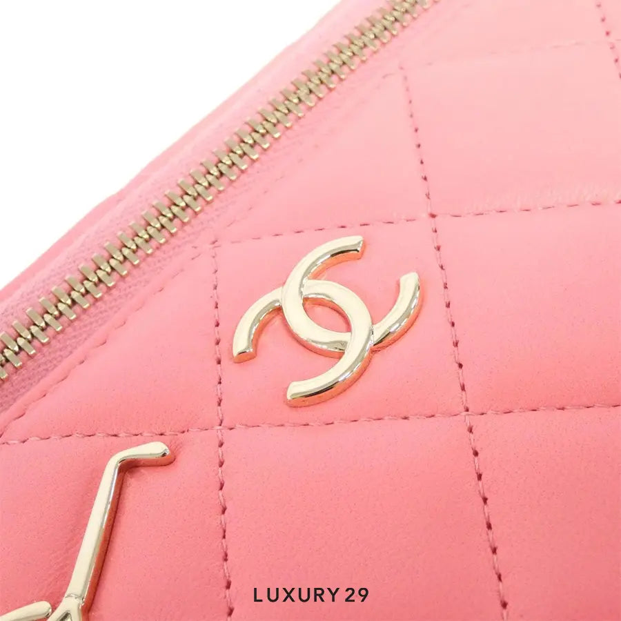 Chanel Clutch With Chain Lambskin, Diamante & Gold Metal Pink CHANEL