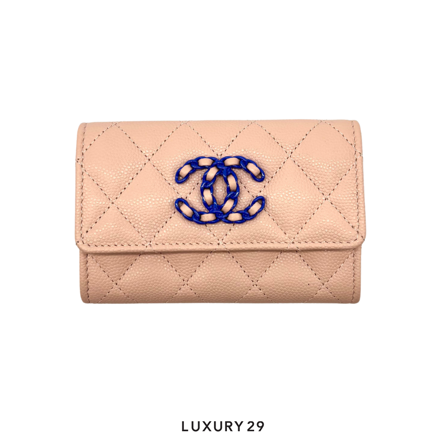 Chanel Flap Card Holder Pink Caviar Skin Bicolor CHANEL