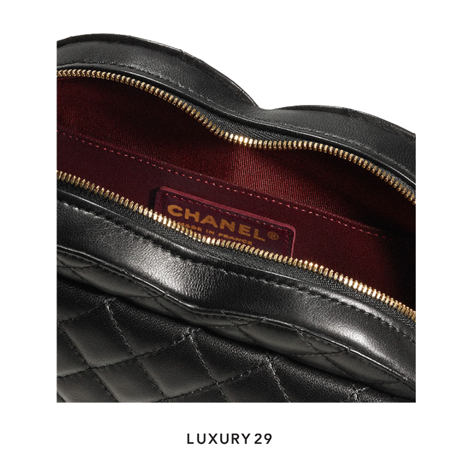 Chanel Heart Bag Lambskin Black Gold Hardware CHANEL