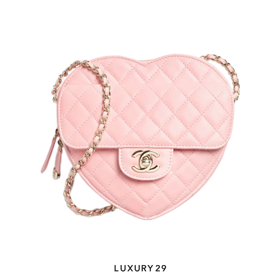Chanel Heart Bag Lambskin Light Pink Gold Hardware CHANEL