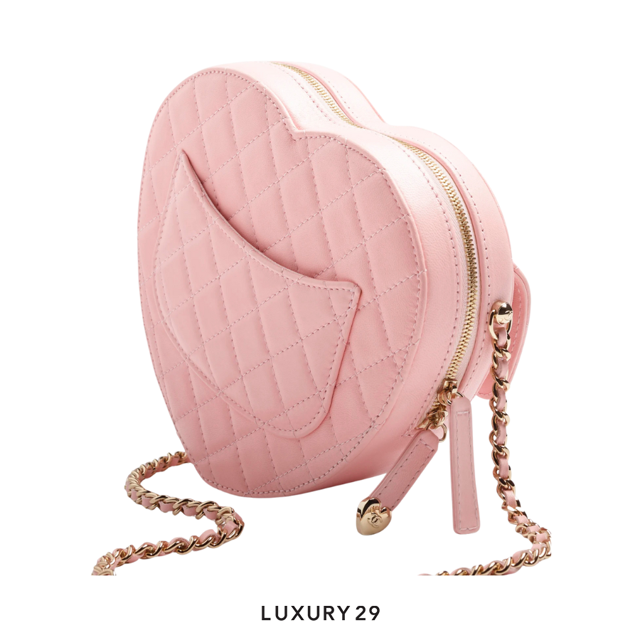 Chanel Heart Bag Lambskin Light Pink Gold Hardware CHANEL