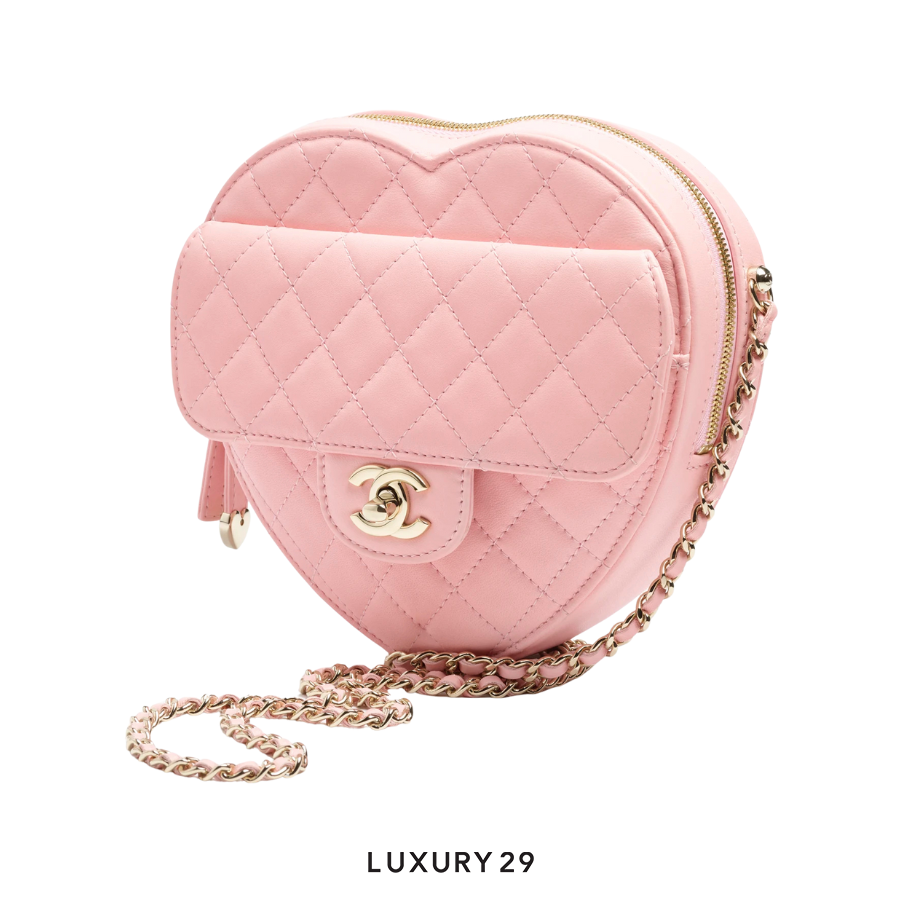 Chanel Heart Bag Lambskin Light Pink Gold Hardware CHANEL