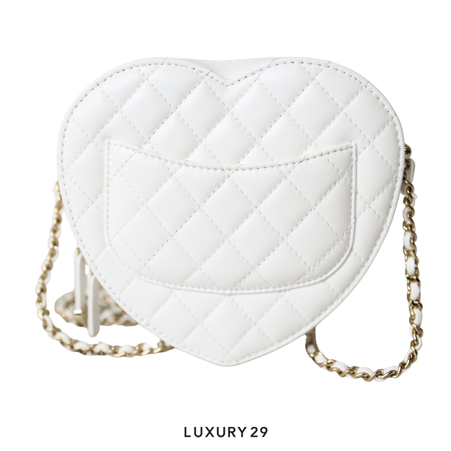 Chanel Heart Bag Lambskin White Gold Hardware CHANEL