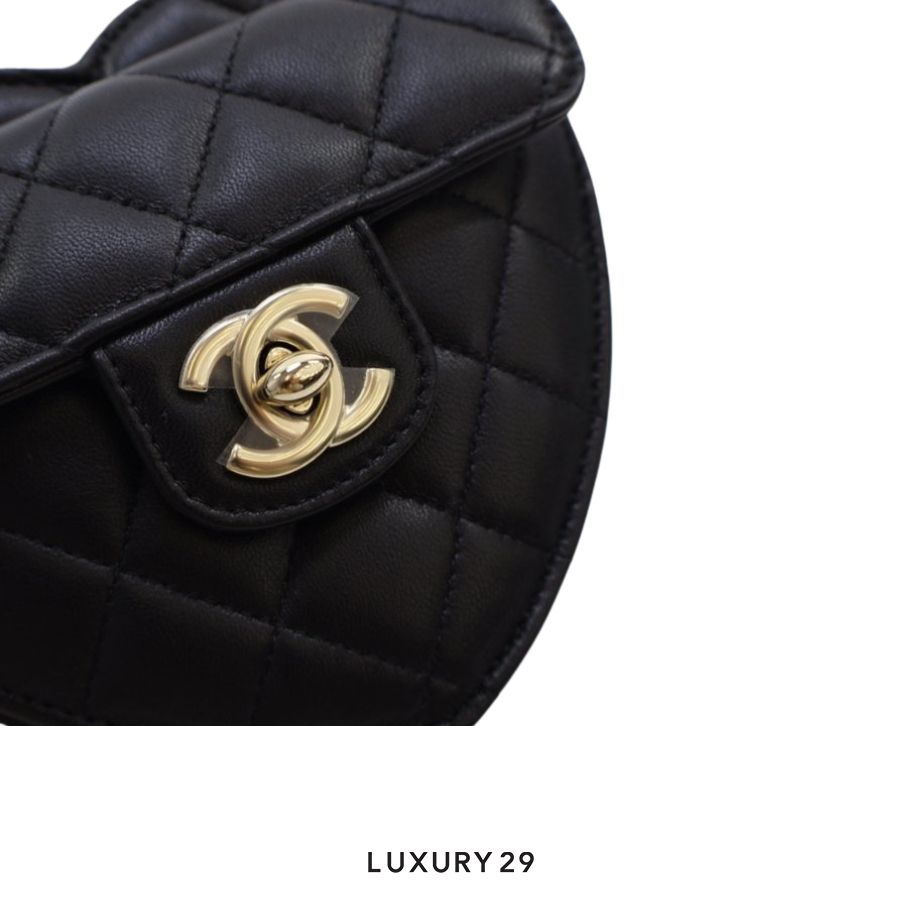 Chanel Heart Clutch with Chain Black CHANEL