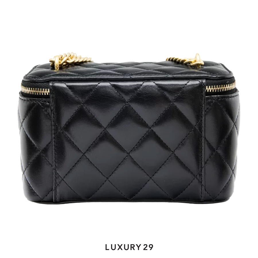 Chanel Long Vanity with Chain Shiny Calfskin & Gold-Tone Metal Black CHANEL