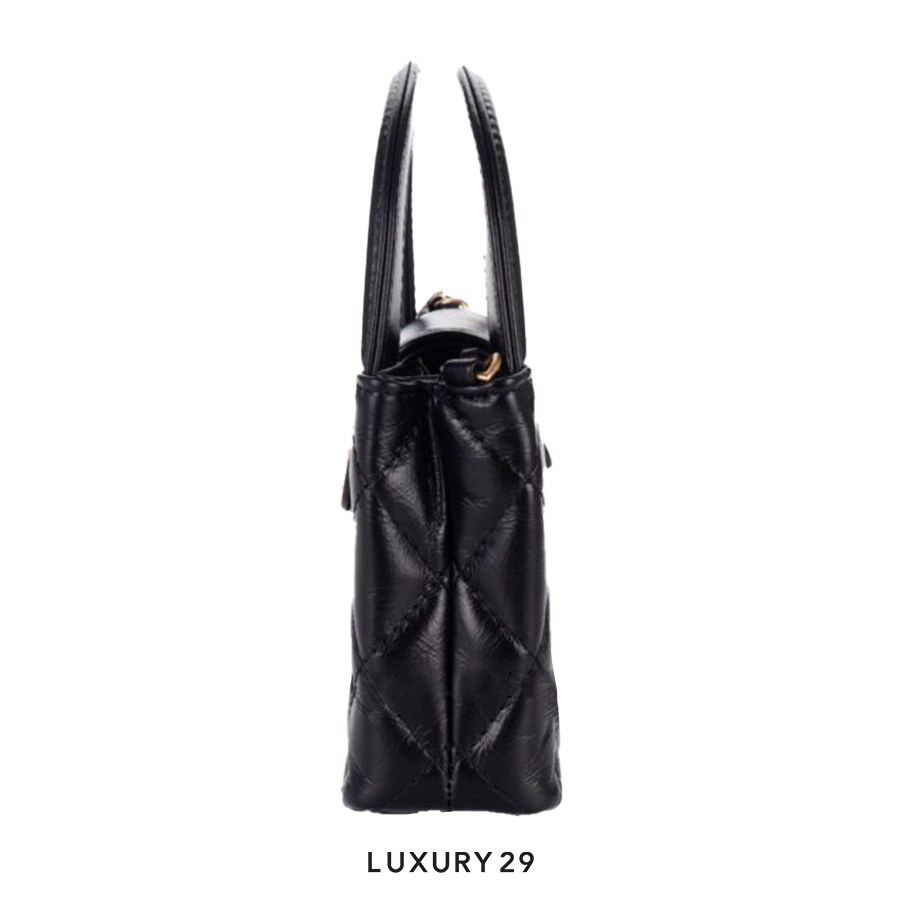 Chanel MICRO SHOPPING BAG Shiny Aged Calfskin & Gold-Tone Metal Black CHANEL