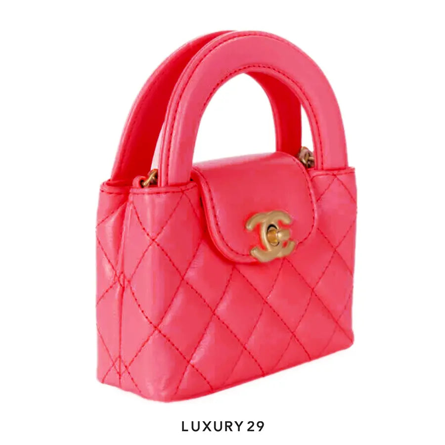 Chanel MICRO SHOPPING BAG Shiny Aged Calfskin & Gold-Tone Metal Pink CHANEL