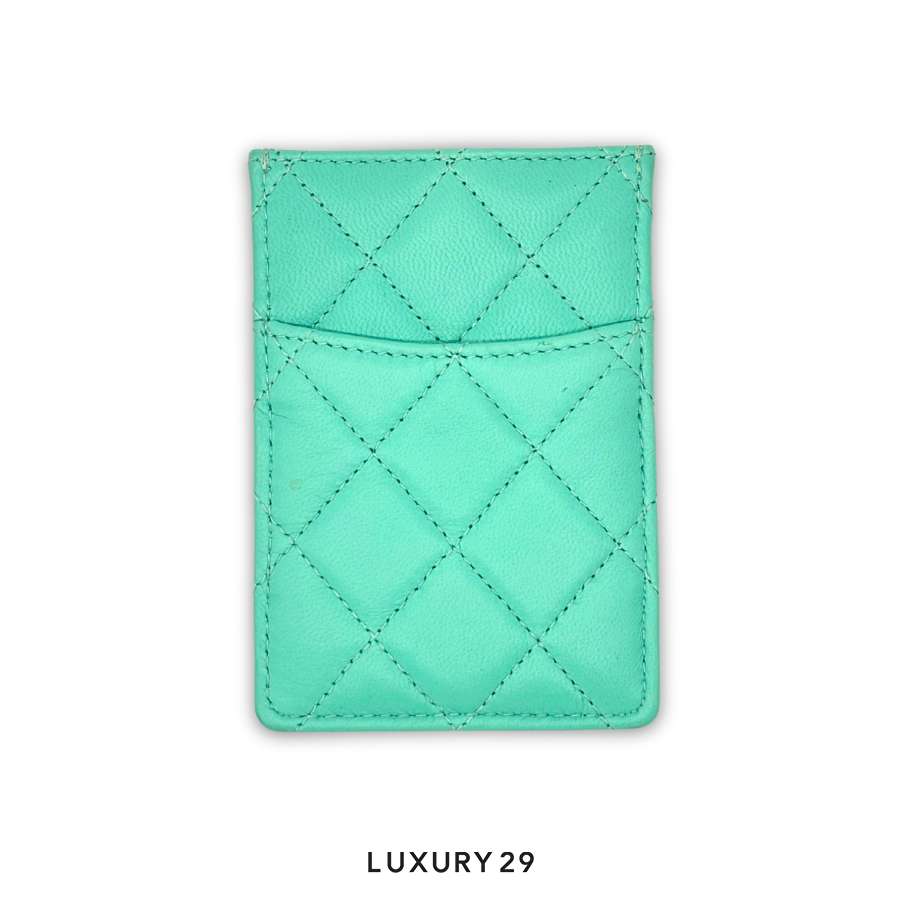 Chanel Matelasse Lambskin Card Case Blue Black CHANEL