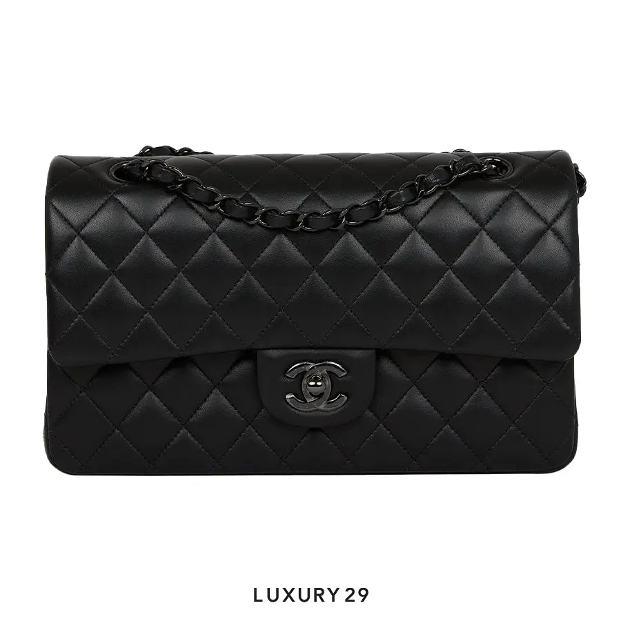 Chanel Medium Classic Double Flap Bag Lambskin So Black with Black Hardware CHANEL