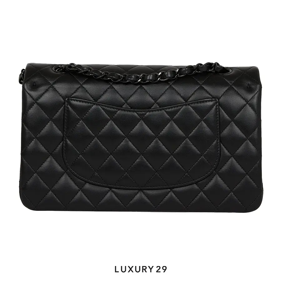 Chanel Medium Classic Double Flap Bag Lambskin So Black with Black Hardware CHANEL