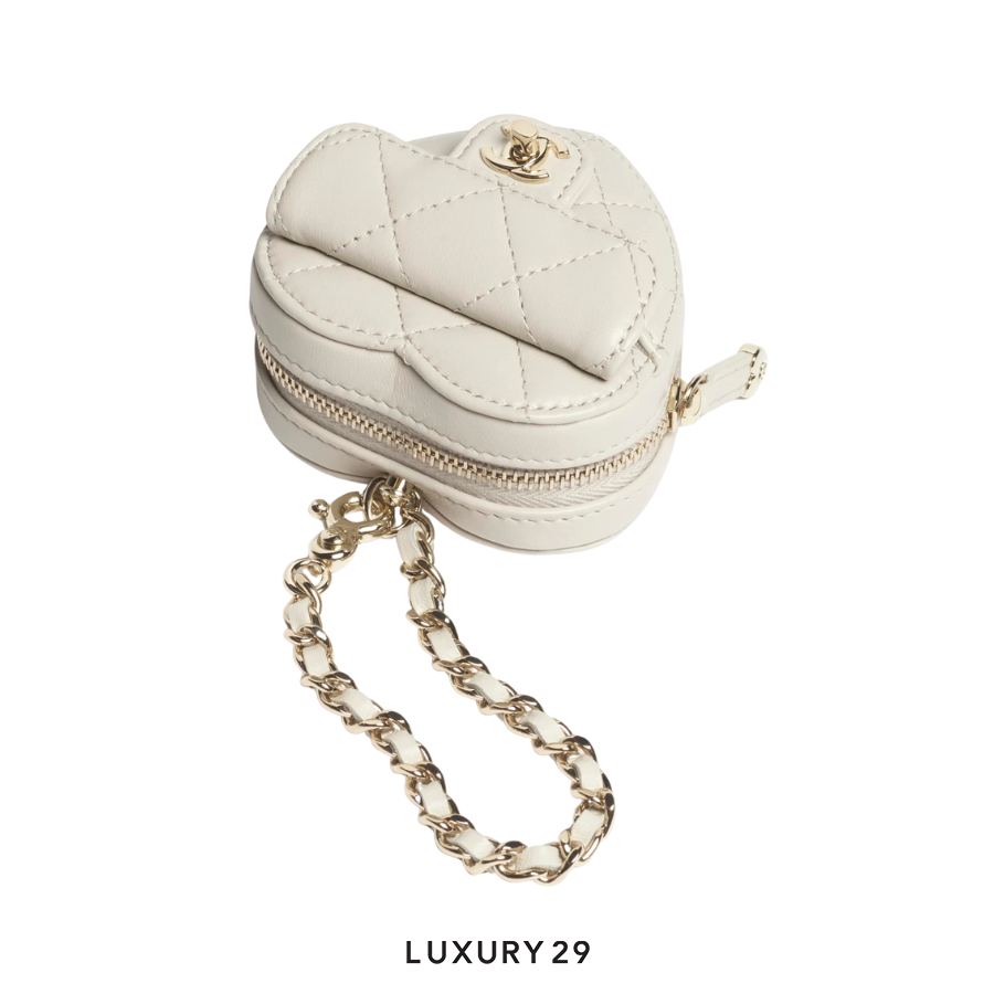 Chanel Mini Heart Bag Charm Lambskin Light Grey CHANEL