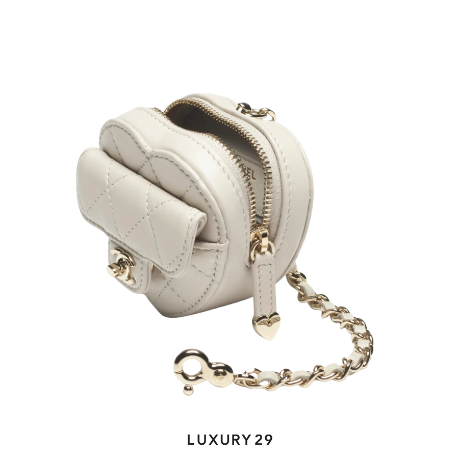 Chanel Mini Heart Bag Charm Lambskin Light Grey CHANEL