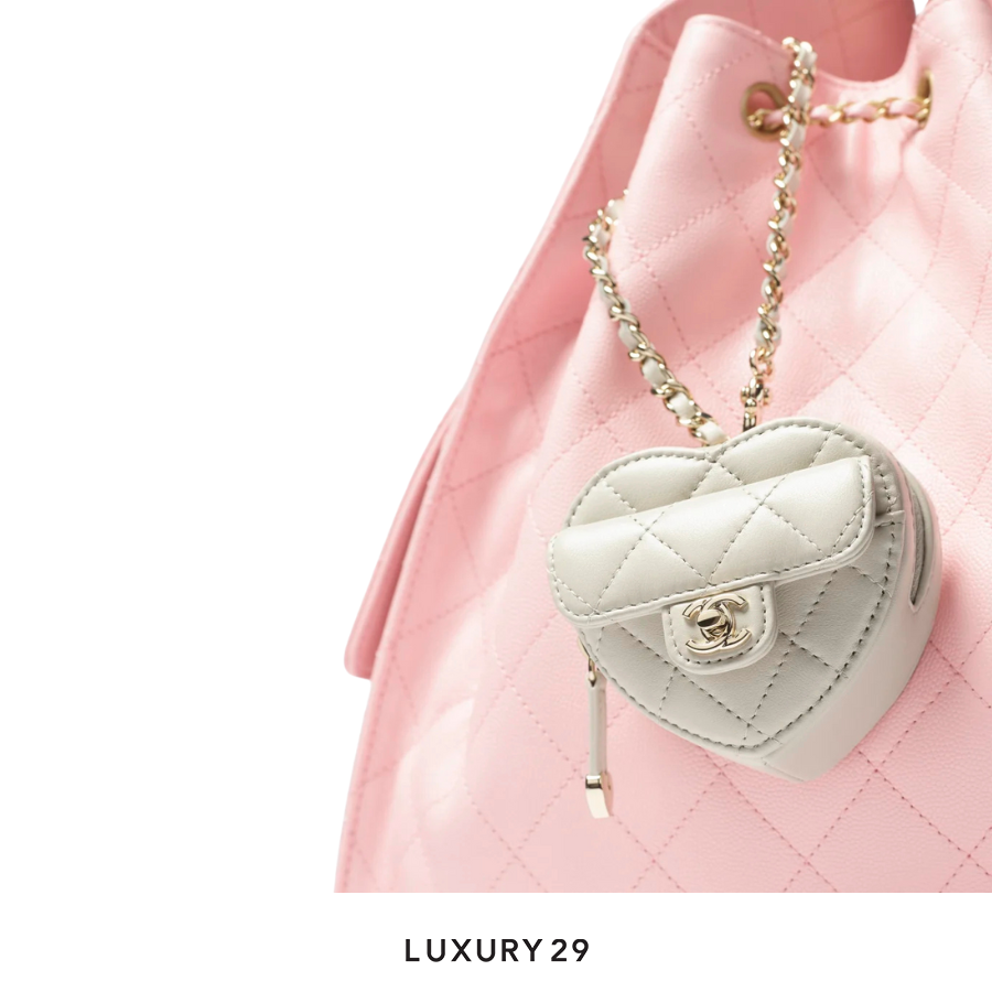 Chanel Mini Heart Bag Charm Lambskin Light Grey CHANEL