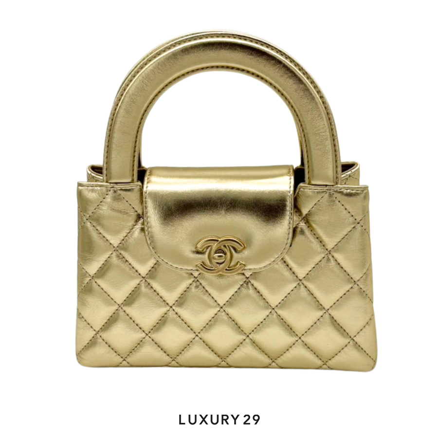Chanel Mini Shopping Bag In Shiny Aged Calfskin Gold CHANEL