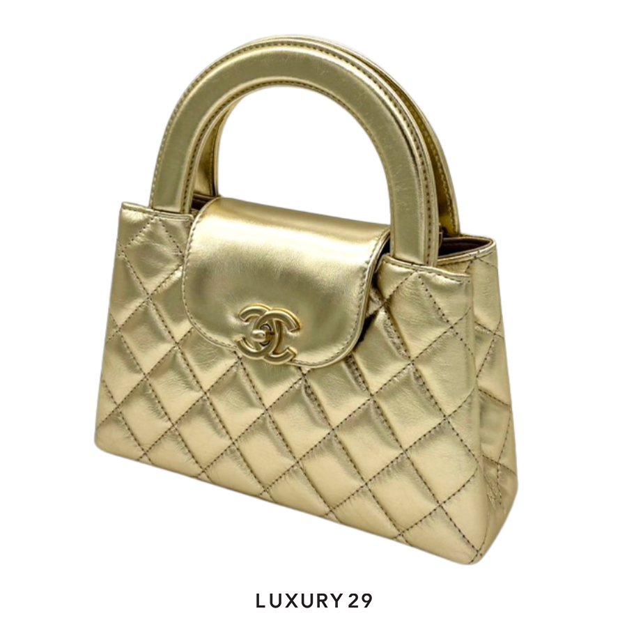 Chanel Mini Shopping Bag In Shiny Aged Calfskin Gold CHANEL