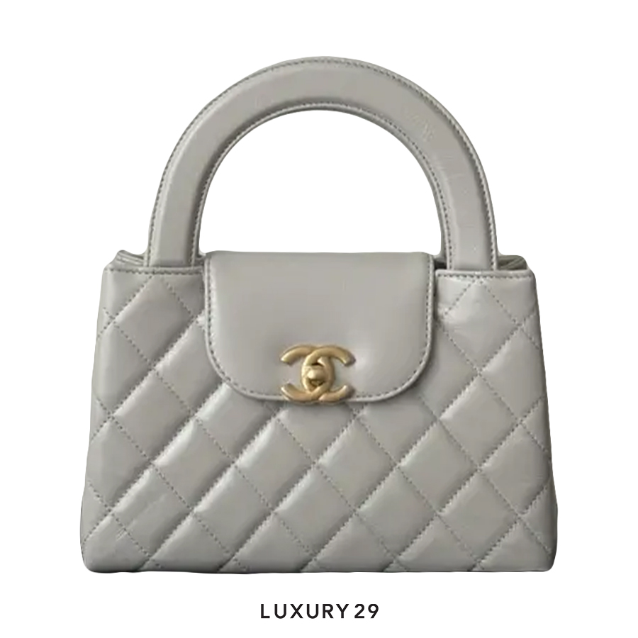 Chanel Mini Shopping Bag In Shiny Aged Calfskin With Gold-Tone Grey CHANEL