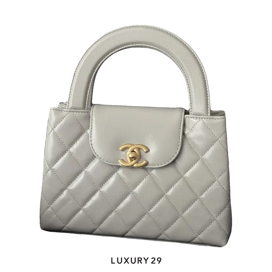 Chanel Mini Shopping Bag In Shiny Aged Calfskin With Gold-Tone Grey CHANEL