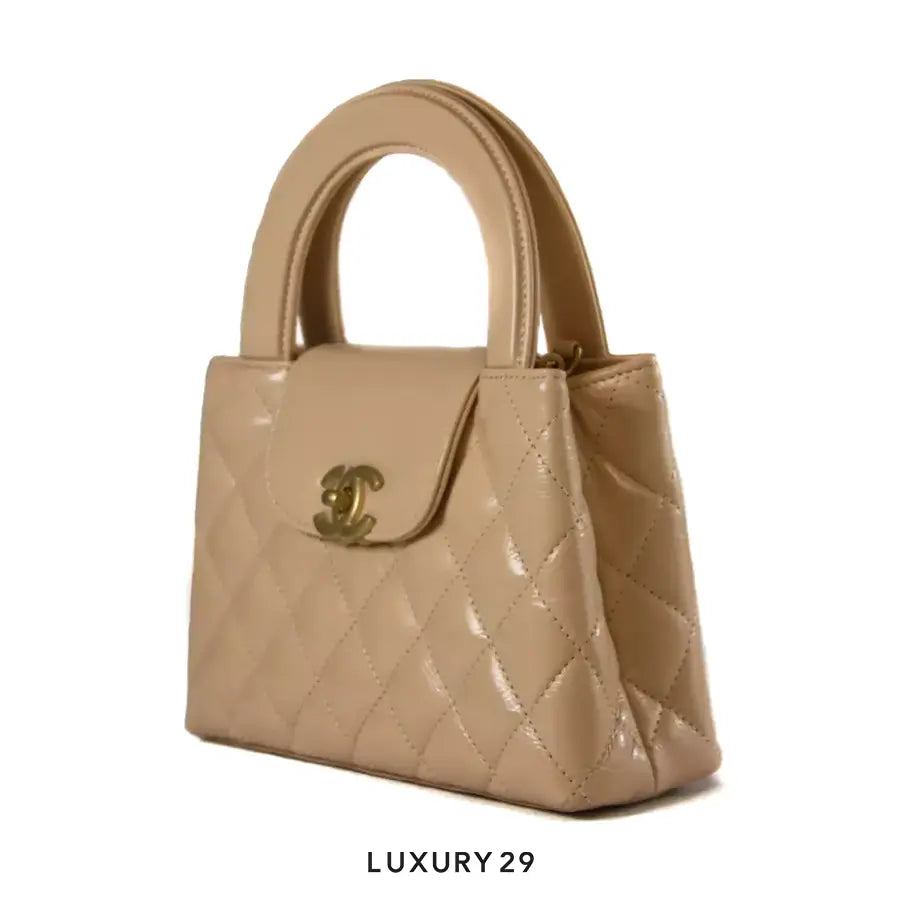 Chanel Mini Shopping Bag In Shiny Aged Calfskin With Gold-Tone Beige CHANEL