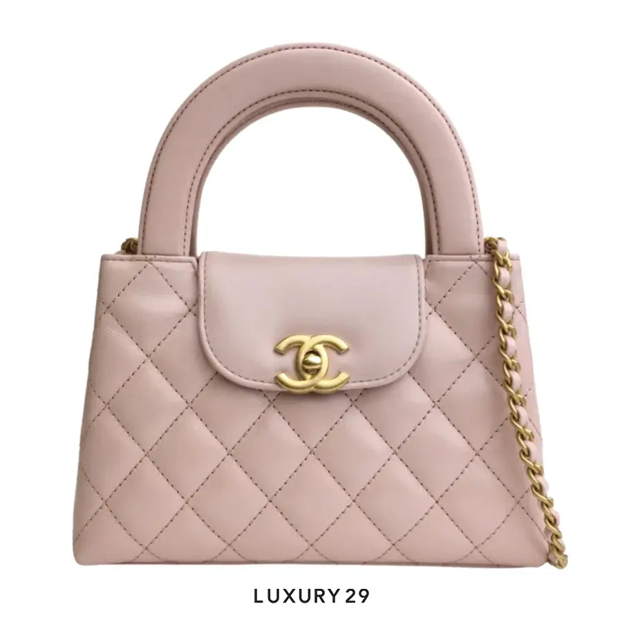 Chanel Mini Shopping Bag In Shiny Aged Calfskin With Gold-Tone Metal Pink CHANEL
