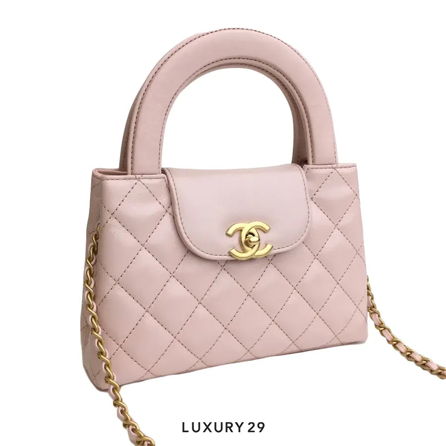 Chanel Mini Shopping Bag In Shiny Aged Calfskin With Gold-Tone Metal Pink CHANEL