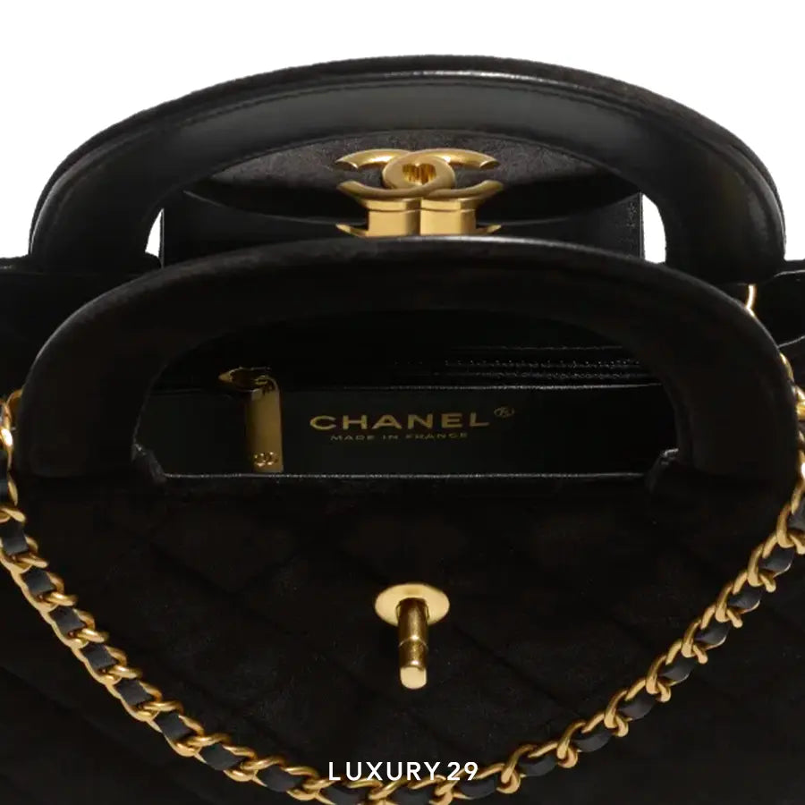 Chanel Mini Shopping Bag Velvet & Gold Metal CHANEL