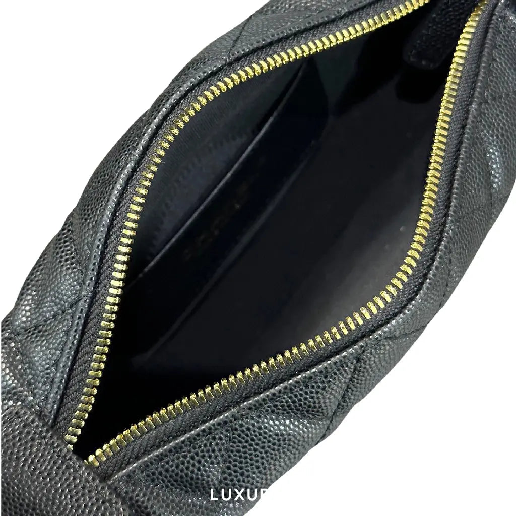 Chanel Pouch Grained Calfskin, Imitation Pearl & Gold-Tone Metal Black CHANEL