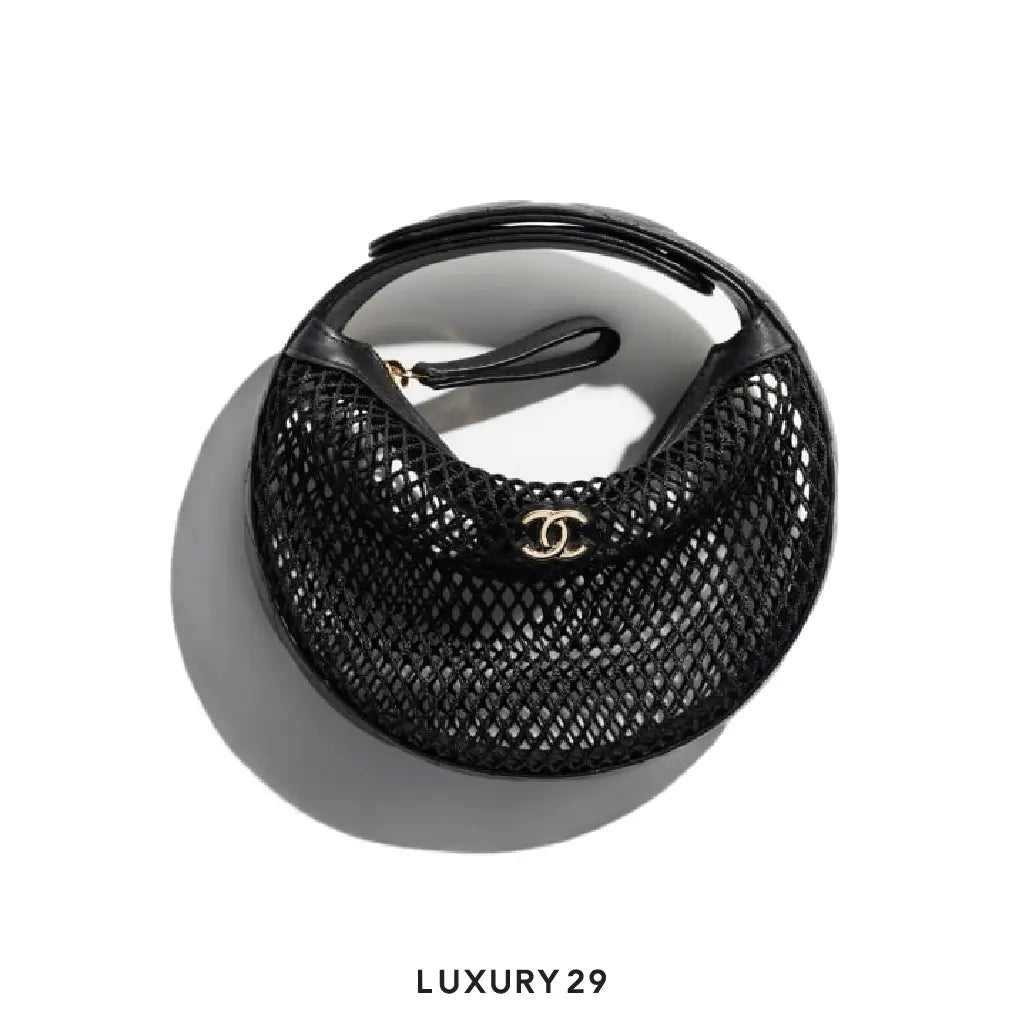 Chanel Pouch Mesh, Shiny Lambskin & Gold-Tone Metal Black CHANEL