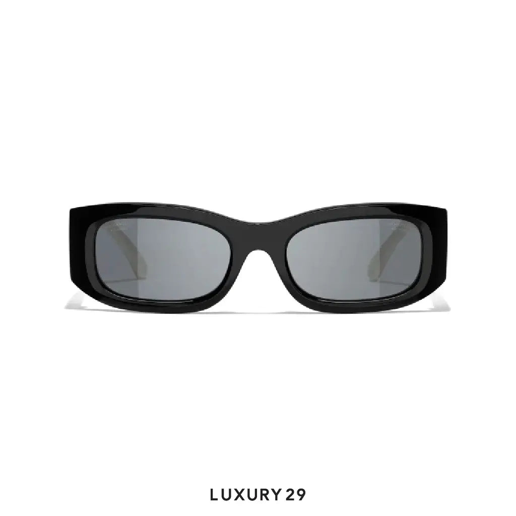 Chanel Rectangle Sunglasses Black White