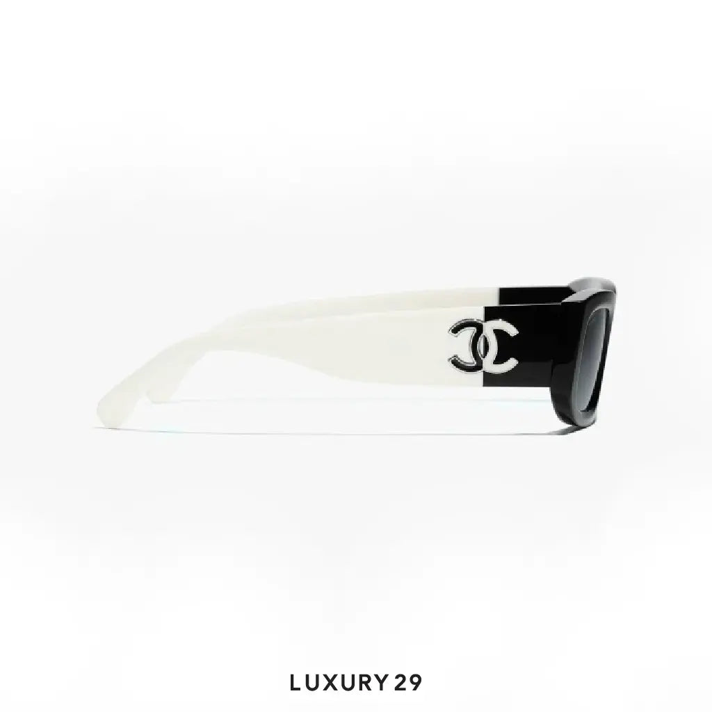 Chanel Rectangle Sunglasses Black White CHANEL