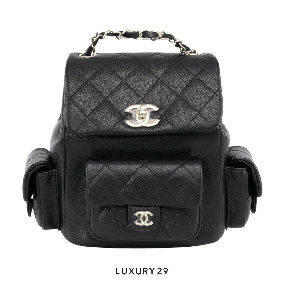 Chanel Small Backpack Grained Shiny Calfskin & Gold-Tone Metal Black CHANEL Luxury29