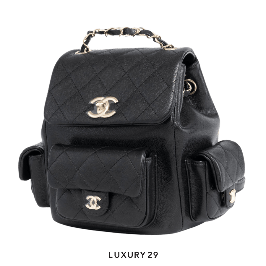 Chanel Small Backpack In Grained Shiny Calfskin With Gold-Tone Metal Black CHANEL Luxury29