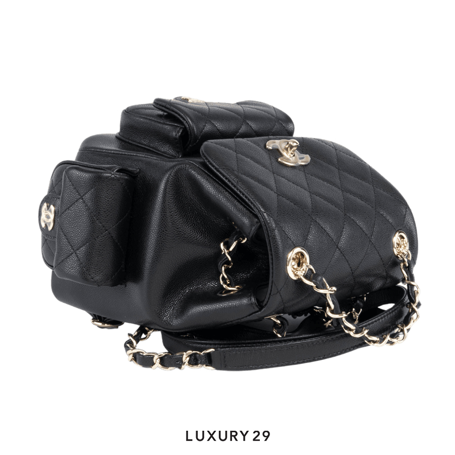 Chanel Small Backpack In Grained Shiny Calfskin With Gold-Tone Metal Black CHANEL Luxury29