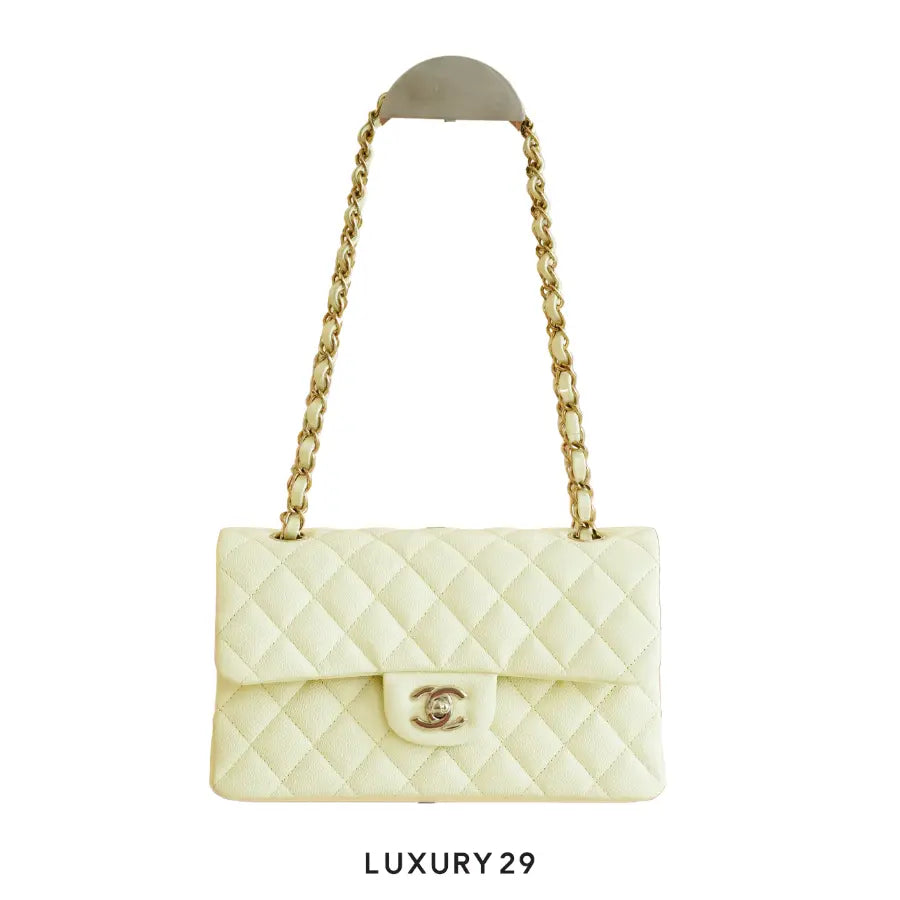 Chanel Small Classic Double Flap Bag Light Green Lambskin Light Gold Hardware