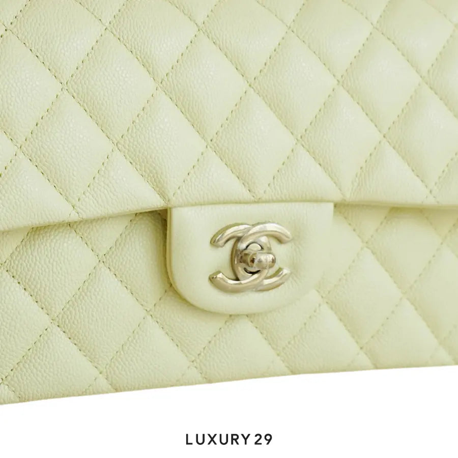 Chanel Small Classic Double Flap Bag Light Green Lambskin Light Gold Hardware CHANEL