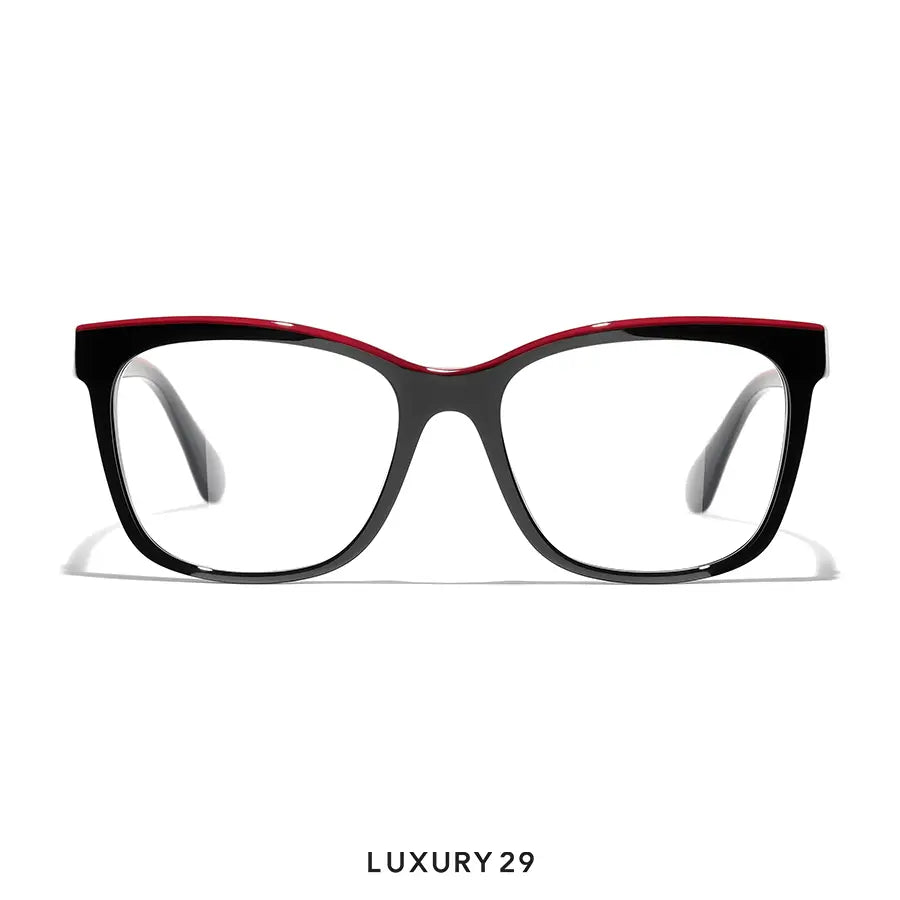 Chanel Square Eyeglasses Acetate Black & Red