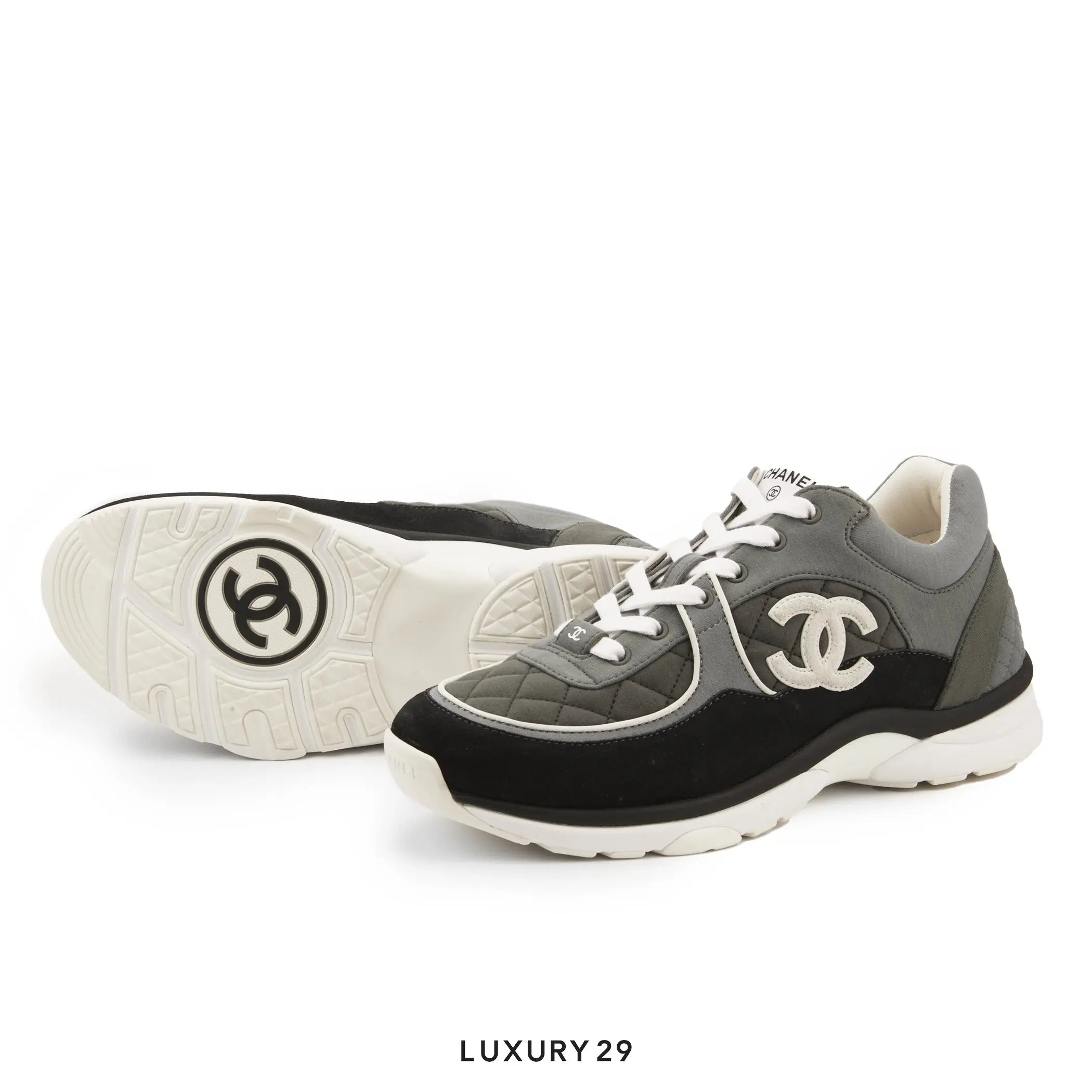 Chanel Trainers Fabric & Suede Calfskin Dark Grey CHANEL