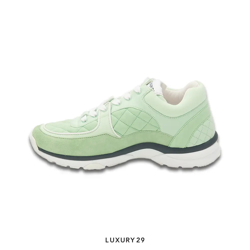 Chanel Trainers Fabric & Suede Calfskin Green CHANEL