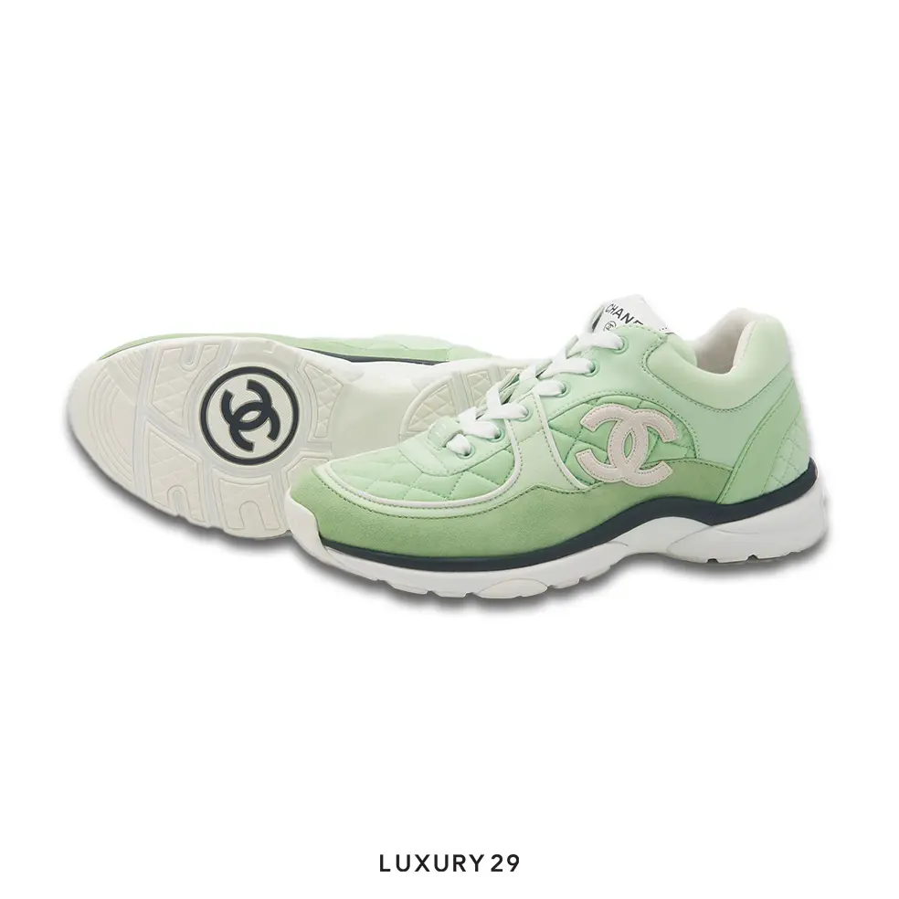 Chanel Trainers Fabric & Suede Calfskin Green CHANEL