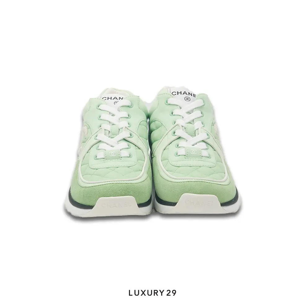 Chanel Trainers Fabric & Suede Calfskin Green CHANEL