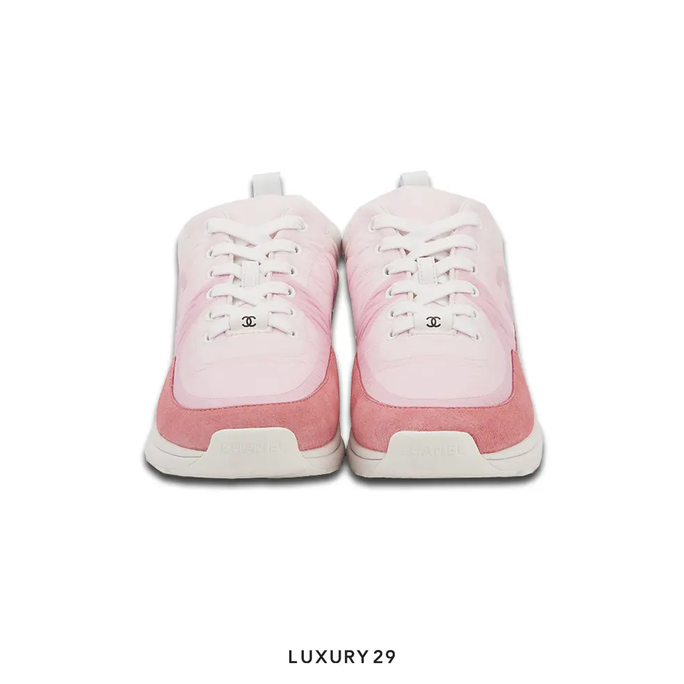 Chanel Trainers Fabric & Suede Calfskin Pale Pink CHANEL