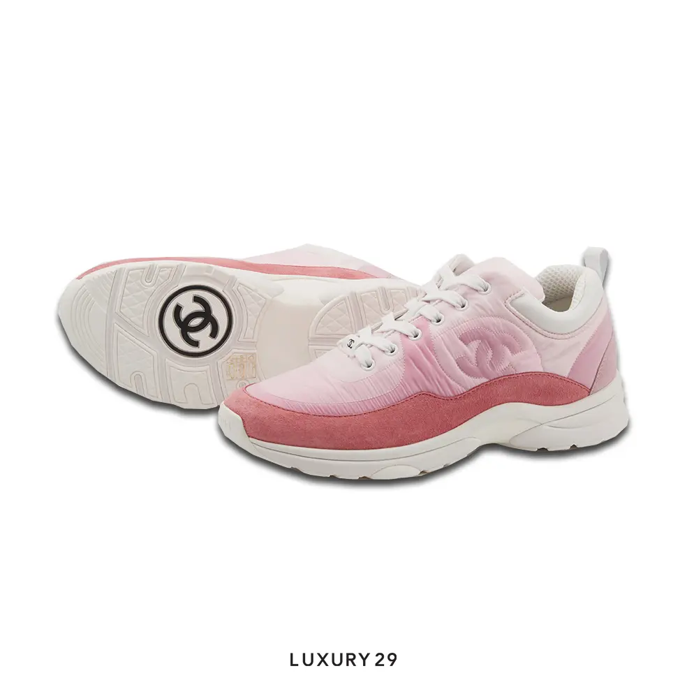 Chanel Trainers Fabric & Suede Calfskin Pale Pink CHANEL