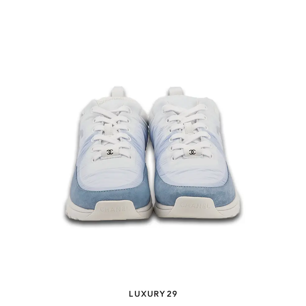 Chanel Trainers Fabric & Suede Calfskin Sky Blue CHANEL
