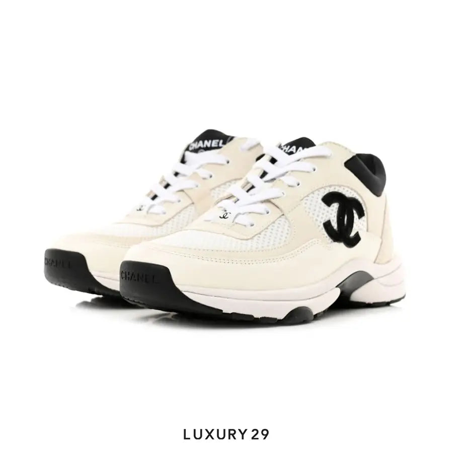 Chanel Trainers Fabric & Suede Calfskin White Black (Women's) CHANEL