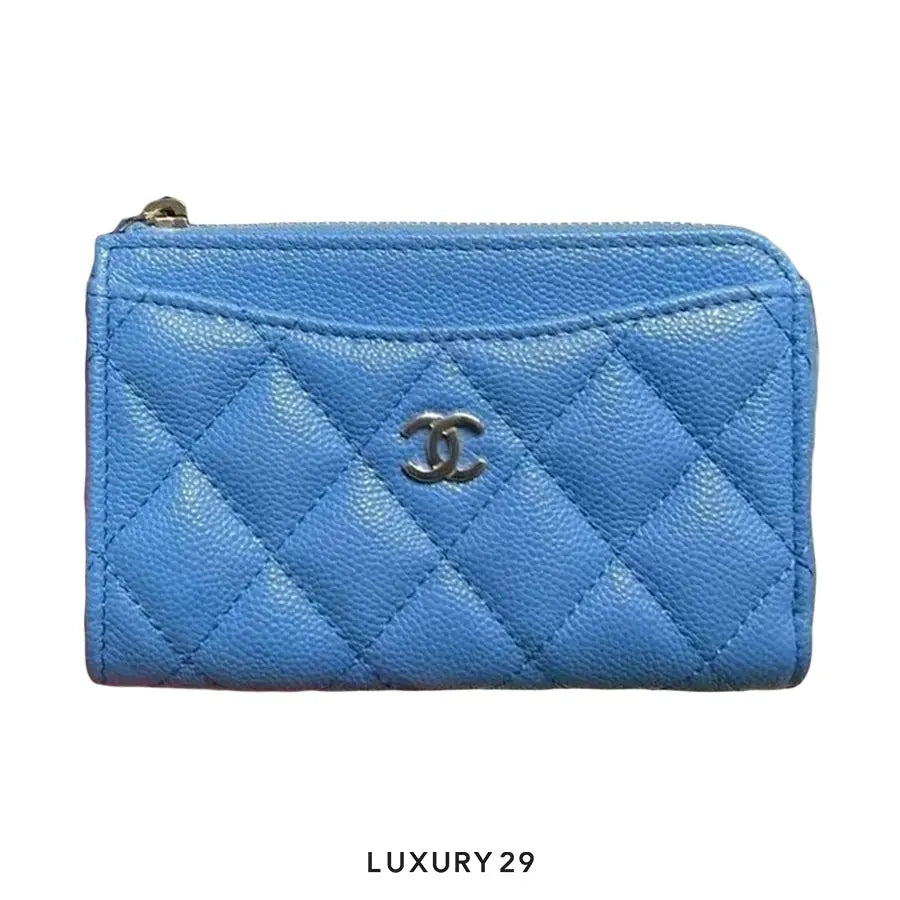 Chanel cardholder caviar Blue Silver Hardware