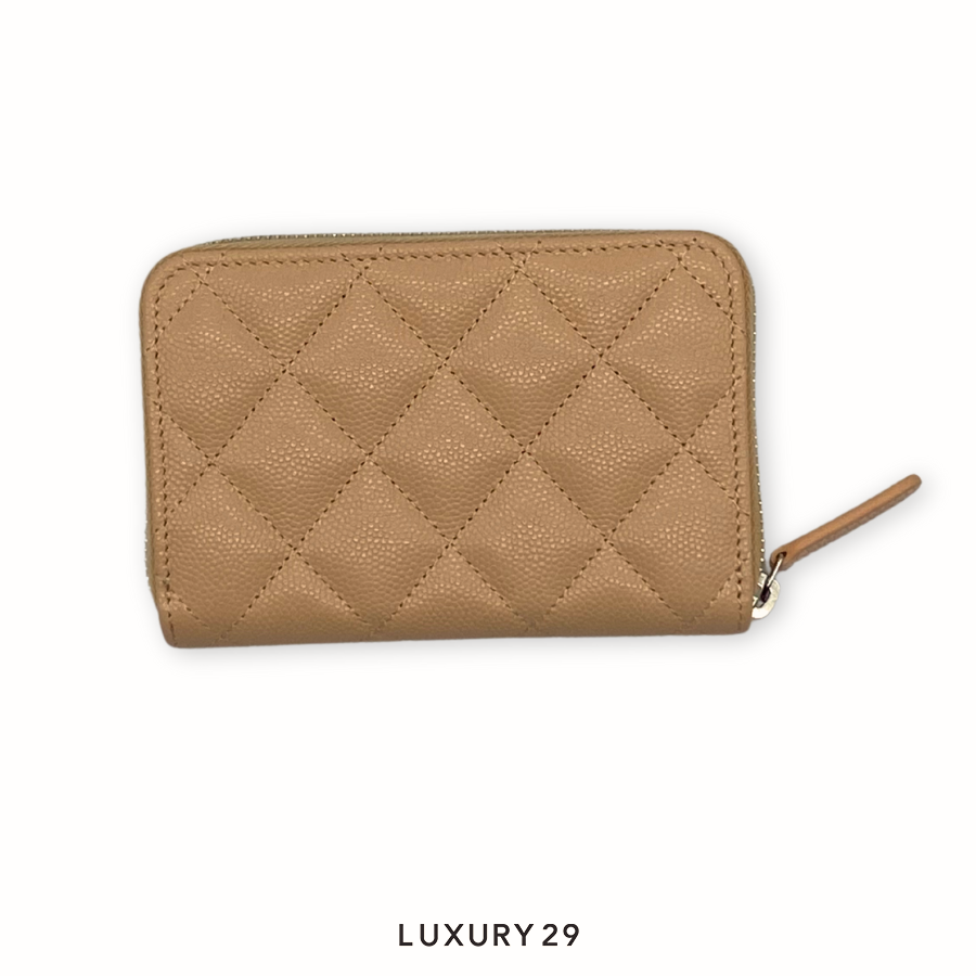 Chanel Classic embossed double C LOGO diamond pattern calfskin coin clip CHANEL