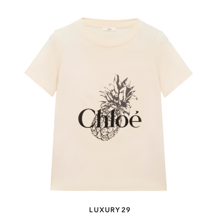 Chloe Baby fit logo T-shirt in cotton jersey Tender Peach CHLOE