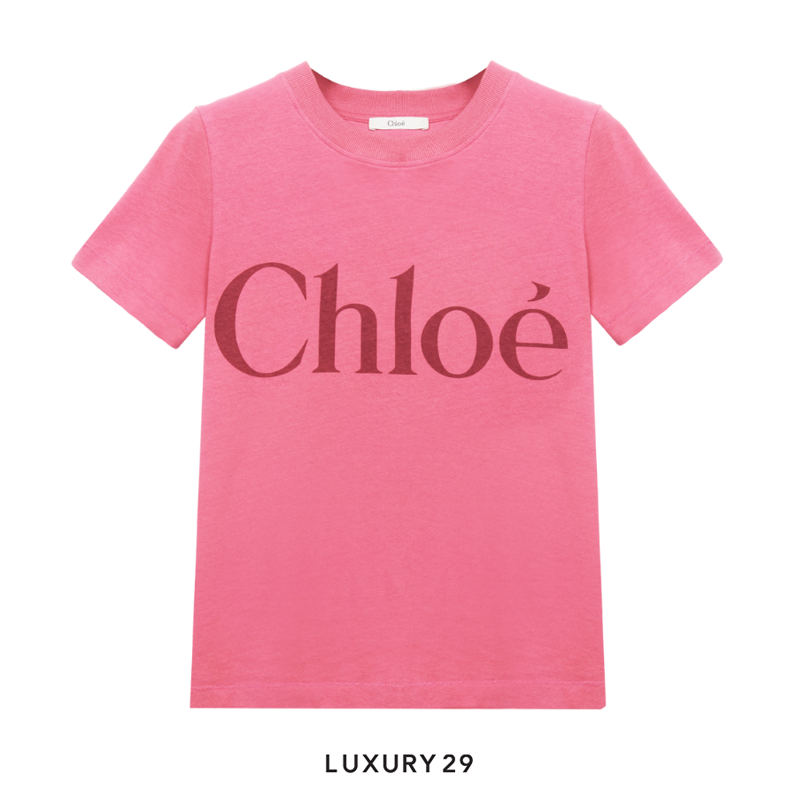 Chloe Baby fit logo T-shirt in cotton jersey Sweet Pink CHLOE
